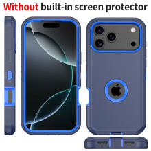 Kryt vojenské třídy pro iPhone 17Pro – 3 v 1, nárazuvzdorný, odnímatelný, odolný proti nárazům pro 6,3" (2025) – tmavě modrá + modrá