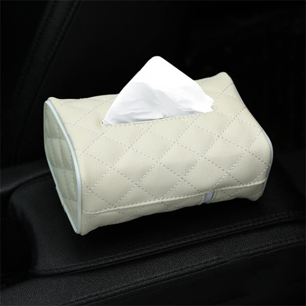 Car Tissue Holder Pu Leather Tissue Box With Onehand Access, Universal Sun Visor Mount, Easy Refill Design 9092120191943