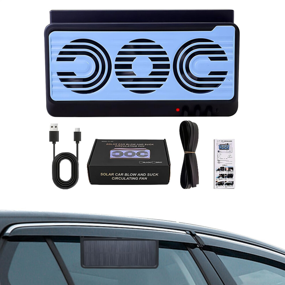 Solar Car Fan With Quiet Airflow And Multilayer Purification, Solar Powered Exhaust Ventilator For Camping 9092120192773