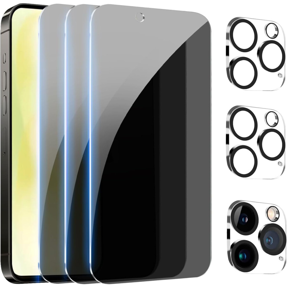 (3+3 Pack) Privacy Screen Protector For Iphone 16 Pro Â 9H Tempered Glass, Case Friendly, Bubble-Free Dark 9028731260563