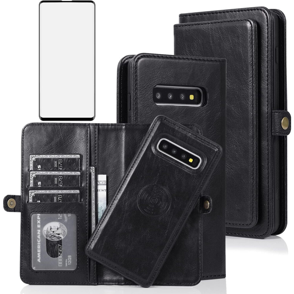 Phone Case Compatible With Samsung Galaxy S10 Â Detachable Wallet Cover With Hd Screen Protector & Flip Card Holder 9028731038025