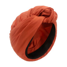Ceannscarf Trasna Bogha-Snaidhm Dath Soladach Xinwanna do Mhná, Hata Turban Bog Breathable do Ghruaig Ghearr/Fada – Oráiste, Méid Aonair