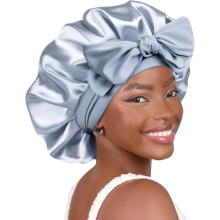 Gorro de seda para dormir para mujeres, gorro ajustable de doble capa de satén, reduce la fricción y previene el encrespamiento en cabello rizado