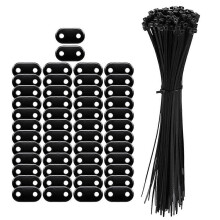 50PCS Cord Locks 2 Hole Plastic Black Cord Clamp for Ropes End Spring Toggle Stopper Slider, Black