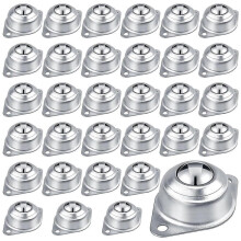 30Pcs Roller Ball Transfer Bearing, 1/2Inch Carbon Steel Ball Casters
