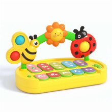 Pianoforte musicale giocattolo per bambini 4 in 1: tastiera a forma di insetto con luci, bolle sensoriali e musica per neonati dai 6 ai 12 mesi.