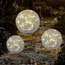 KINCJON Garden Solar Lights, Cracked Glass Ball Waterproof Warm White Led for Outdoor Decor Decorations Pathway Patio Yard Lawn, 1 Globe (4.7inch)