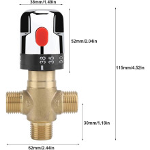 Thermostatische mengkraan van massief messing, driewegkraan voor badkamerkraan en douche, Amerikaanse NPT-schroefdraad, instelbare temperatuur,