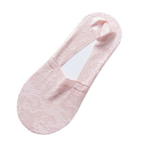 Fashion Summer Women Anti-skid Sheer Floral Lace Invisible No Show Boat Socks Dark Pink