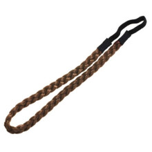 Women Vintage Bohemian Forehead Twist Braided Stretch Elastic Headband Hair Band Light Coffee