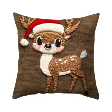 Funda de almohada decorativa navideña, 45 x 45 cm, tejido suave, cremallera oculta, ligera (0,8 kg), juego de 1