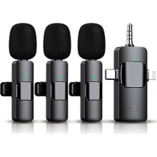 2025 3 in 1 Wireless Lavalier Microphone compatible iPhone, iPad, Android, Camera,12-Hour