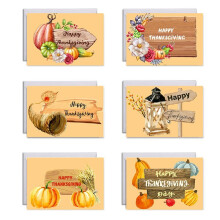 Happy Thanksgiving Greeting Cards Set with Envelopes and