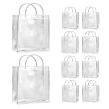 10Pcs Transparent Gift Bags with Handles Waterproof PVC Shopping Bags for Jewelry Candy Perfume Christmas Gift Wedding