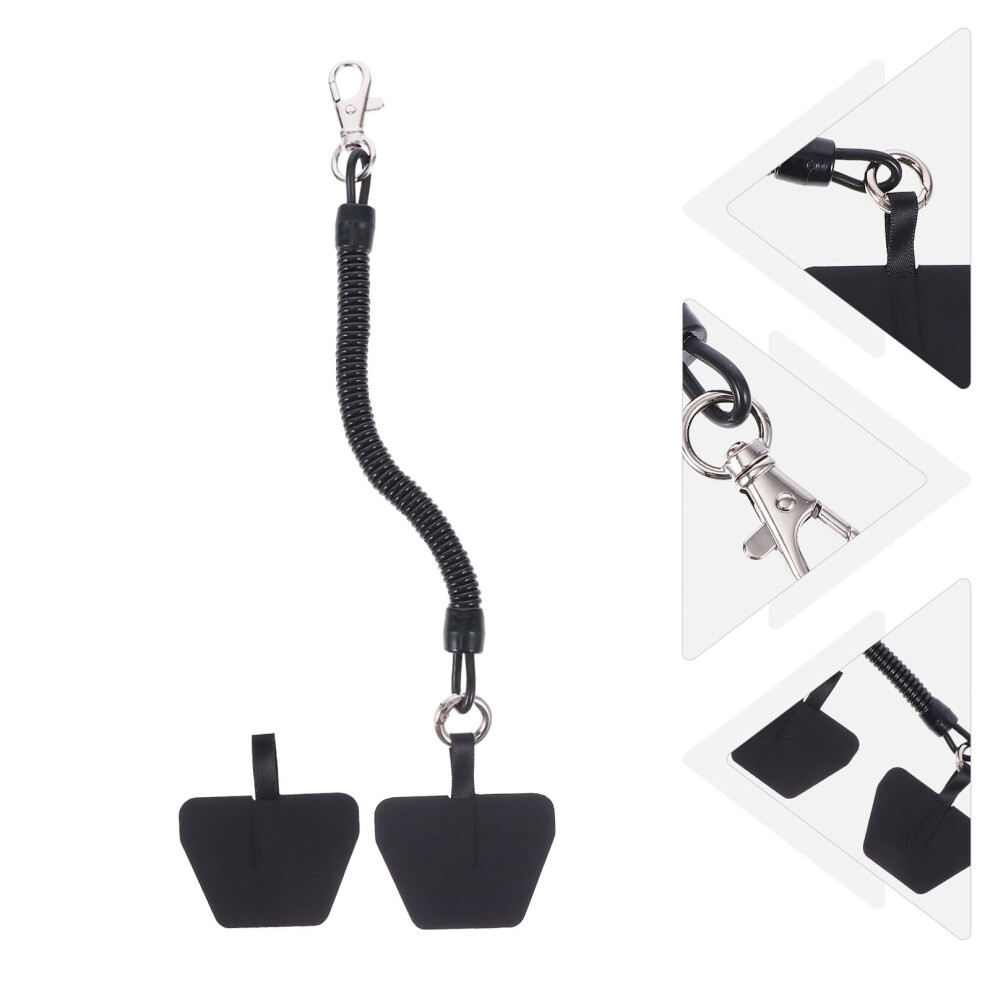 Nicexmas Anti Lost Phone Lanyard Tether Elastic Coiled Stretchy Strap Pvc 1 Set Black 9479868148437