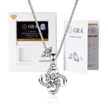 Colier cu pandantiv Moissanit pentru femei, 1 carat,