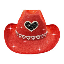 Pălărie de cowboy din denim cu garnitură în formă de inimă – Mărime universală