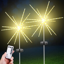 Solar Firework Meteor Lights 2 Pack Warm White 112 LED