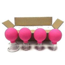 (Rose Red) Glass Facial Cupping Therapy Set for Vacuum Suction Massage