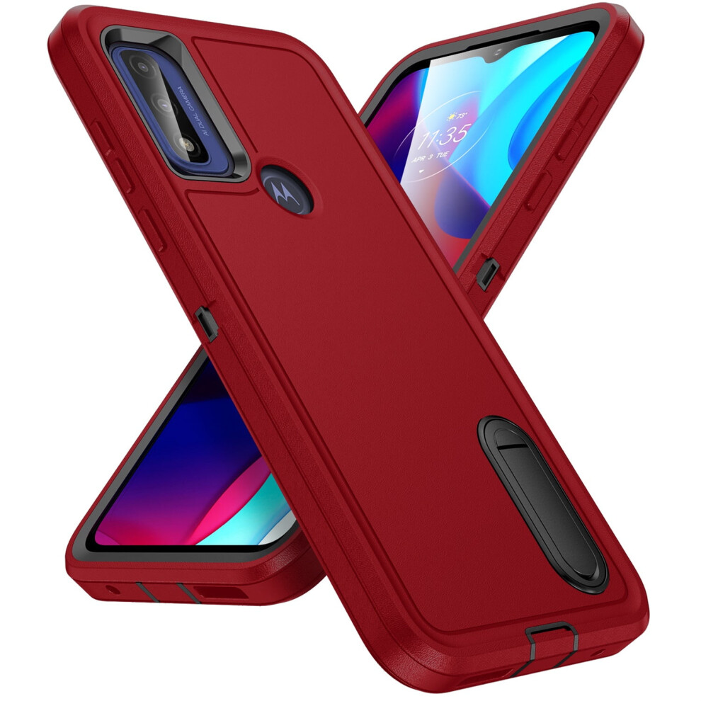 Motorola Moto G Play (2023) Case Â 3-Layer Military-Grade Rugged Kickstand Cover With Shockproof Protection & Raised Screen Lip, + Red/Black 9479868428584