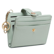 Small Leather Wallet for Women – Compact Card Holder with Keychain, Zipper Coin Pocket, Compatible with Daily Carry