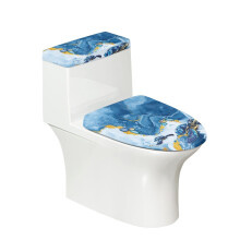 Marble Texture 2 Pieces Bathroom Toilet Lid Cover Set Elastic Edge Elastic Fabric, Soft, Hotel Home