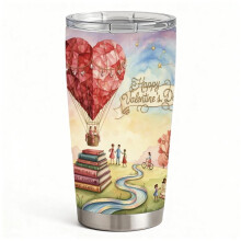 Cute Valentine Love Adventure Printed Insulated Tumbler with Lid, Stainless Steel Hot Cold Drink Cup, Anniversary Gift for Her