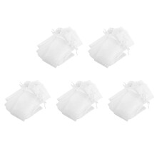 250 Peças de Organza com Cordão Branco Dobrável Bolsa de Mão para Lembrancinhas de Casamento