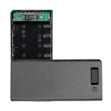(Black) Sturdy And Wearable 8x 18650 Batteries Diy Power -bank Box Holder For Case Dual Usb Charger With Led Light