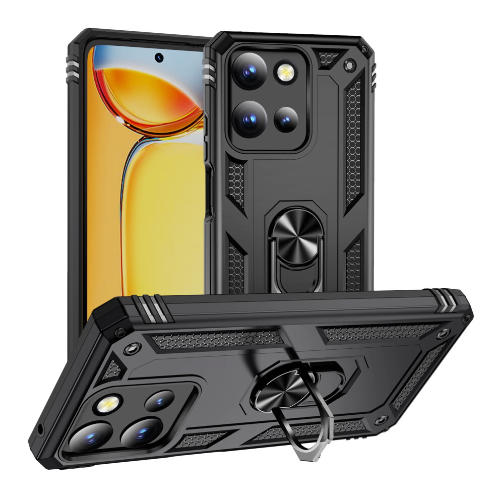 Motorola Moto G (2025) Case Â Military-Grade Shockproof, Non-Slip, Rotatable Metal Ring Stand & Magnetic Car Mount, Black 9479868430969