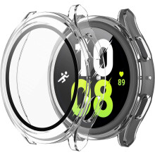 2er-Pack Hartschalen-PC-Hülle + Displayschutzfolie, kompatibel mit Samsung Galaxy Watch5Pro (45 mm), ultradünnes, kratzfestes gehärtetes Glas