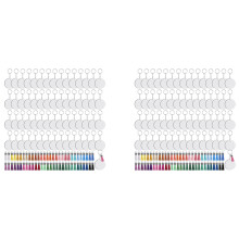 480 Pieces Sublimation Blanks Keychain Set Round Key Rings Sublimation Ornament Blanks Heat Transfer Keychain Tassels