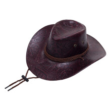 Western Cowboyhatt Uformell Cowgirlhatt for Voksne med Justerbar Hakestropp Brun