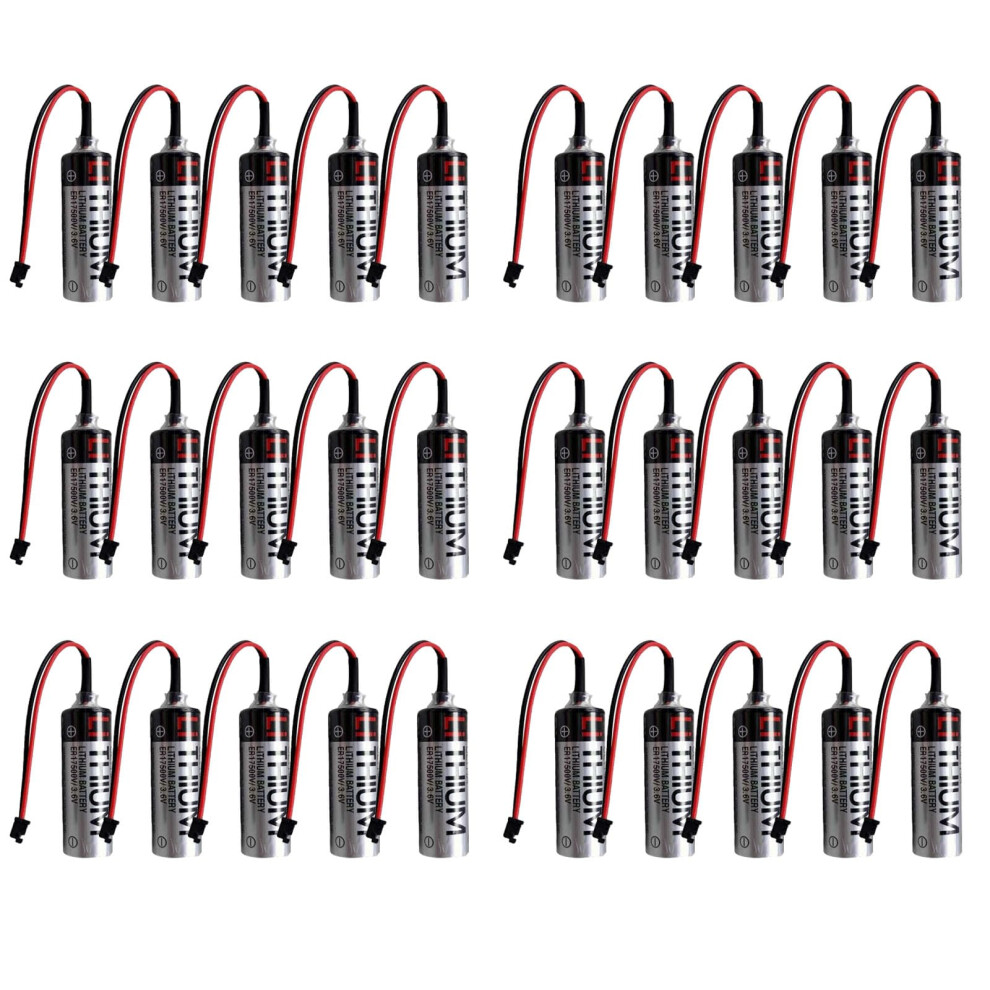 Pack Of 30 Er17500v Lithium Battery 3.6V 2700Mah For Plc Backup Memory Power Supply With Plug Black 9771547581246