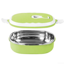 Portapranzo MBXM in acciaio inox, verde, isolato, con chiusura a scatto, adatto per scuola, ufficio e attività all'aperto.