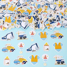 Construction Baby Shower Decorations, 200Pcs Construction Confetti for Tables Blue and Orange Dump Truck Baby Shower Excavator Tractor Party Supplies