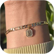 Gold Initial Bracelet for Women Mens Dainty Couples 14K Gold Plated Letter Bracelets for Women Non Tarnish Filled Gold Charm Bracelet Trendy