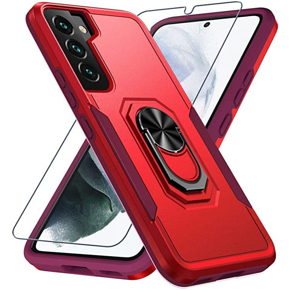 Military-Grade Shockproof Case For Samsung Galaxy S21 Fe—15Ft Drop Tested, Magnetic & Car Mount Compatible Red 9028731036359
