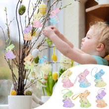 Easter Bunny Ornaments 6-Piece Foam Hanging Decor
