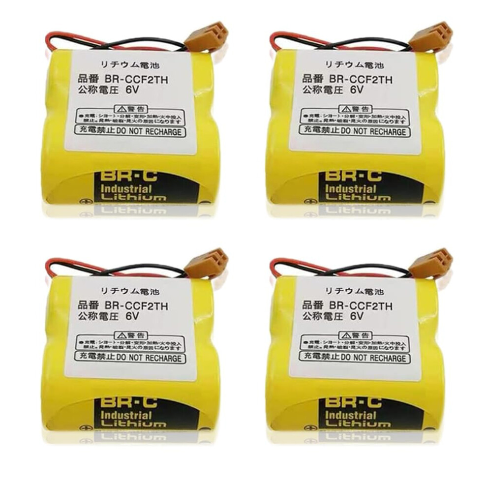 (4 Pack) Plc Battery 6V 5000Mah Brccf2th Long Runtime Power Replacement For Fanuc A98l00010902 Yellow 9092120195521