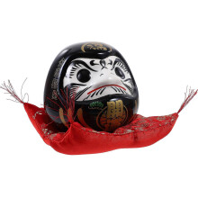 Japanse Dharma spaarpot, zwarte keramische geldpot, decoratieve spaarpot voor thuis, sushiwinkel, compact met stabiele platte voet voor op het bureau