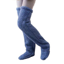Korallfleece Overknee Høye Sokker Dame Plysj Hjemme Søvn Gulv Lange Sokker