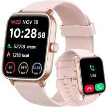 Smartwatch with Bluetooth calling, built-in Alexa, 1.8-inch HD fitness tracker, heart rate, SpO2, sl
