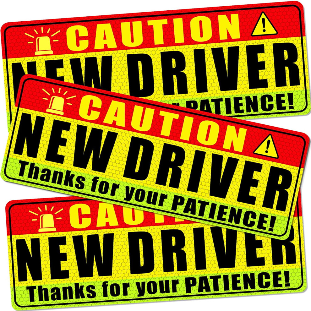 3 Pcs New Driver Magnet For Car - Funny Be Patient Student Driver Magnet Safety Warning Rookie Driver Car Bumper Magnets Sign Yellow/Red/Green 9028731223964