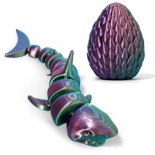 3D Printed Shark with Egg, Mini 3D Printed Animals, 3D Dragon Eggs with Shark,Mini Prefilled Eggs