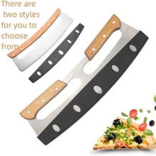 pizza cutter pizza cutter rocker 14 inch stainless steel pizza cutter with cover (Single wooden handle)