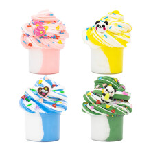 70 ml Fellknete „Furry Cloud Butter“, zweifarbig, 4-teiliges Set, dehnbares DIY-Sensorikspielzeug, formstabile Knete für kreatives Spielen