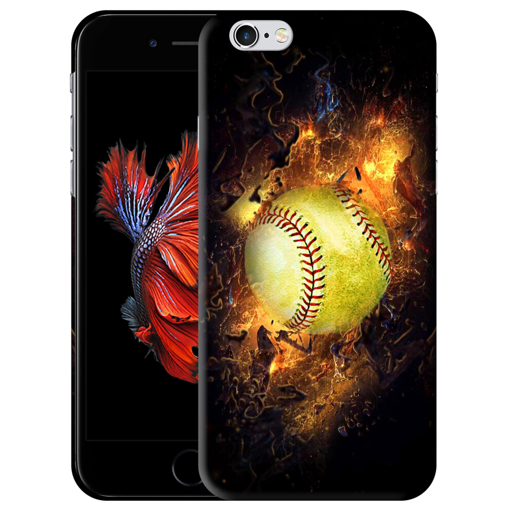 Softball On Fire Case For Iphone 6 6S, Slim Hard Plastic Cover With Faderesistant Print And Precise Port Access 9771547571742