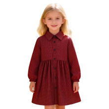 Girls Dresses Kids 5-13Y Long Sleeve Plaid Button Down Collared Preppy Style Mini Dress Spring Summer Outfit Stylish Dresses