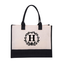 Dameshandtas van canvas, katoenen canvas tas met letterprint, strandtas, modieuze Europese en Amerikaanse handtas, canvas boodschappentas